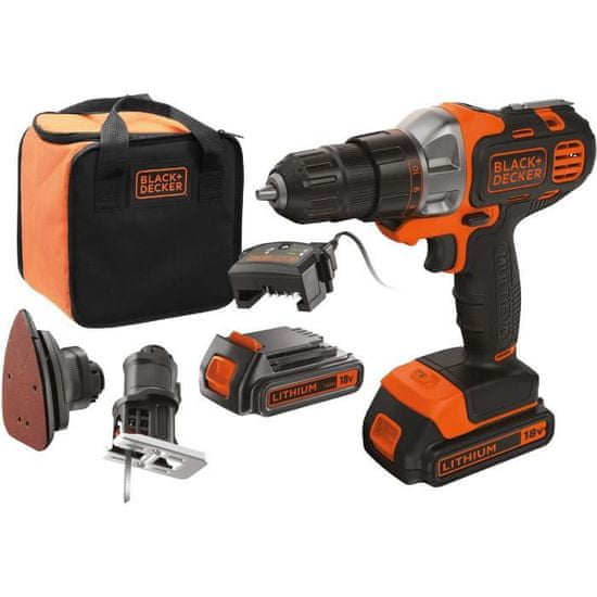 VERVELEY BLACK + DECKER MT218S2A-QW MULTIEVO 18V SADA 3 V 1 ŠROUBOVÁK + BRUSKA + VYHAZOVAČ 2 BATERIE