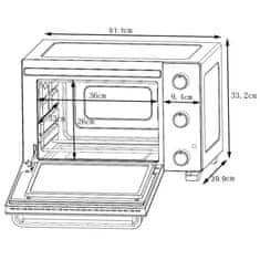 VERVELEY CONTINENTAL EDISON CEMF35R - Elektrická minitrouba 35L červená - 1500W - Rotační gril, Přírodní konvekce