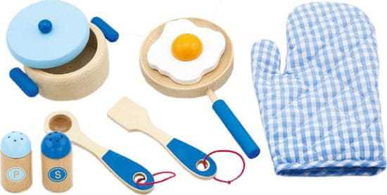 Viga Dětské dřevěné nádobí -snídaně modré