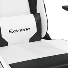Vidaxl Masážní herní židle s podnožkou bílá a černá umělá kůže