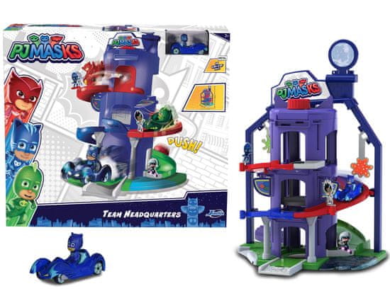 PJ Masks Dickie Toys PJ Masks Velitelství týmu velká základní skluzavka + vozidlo + Catboy.