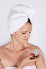 Horavia Wellness turban MaryBerry do sauny, bílý s růžovým lemem