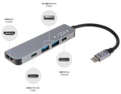 FIXED 5-portový hliníkový USB-C HUB Mini pro notebooky a tablety, FIXHU-MN-GR šedý