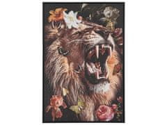 Beliani Zarámovaný obraz na plátně lev 63 x 93 cm vícebarevný MARRADI
