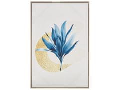 Beliani Zarámovaný obraz na plátně květinový motiv 63 x 93 cm béžová a modrá CORVARO