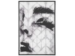 Beliani Zarámovaný obraz na plátně tvář ženy 63 x 93 cm šedý ERRANO