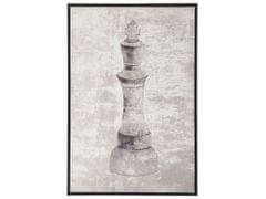 Beliani Zarámovaný obraz šachy 63 x 93 cm šedý BUDRIO