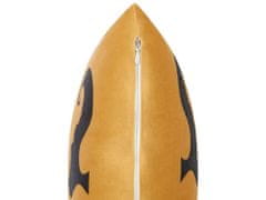 Beliani Sametový polštář motiv čarodějnické boty 45 x 45 cm oranžový COVASNA