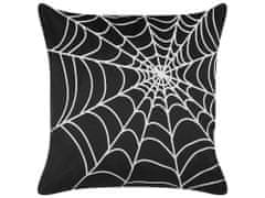 Beliani Sametový polštář motiv pavučina 45 x 45 cm černý/ bílý LYCORIS
