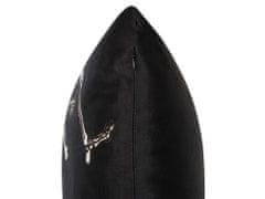 Beliani Sametový polštář motiv kostra 45 x 45 cm černý MEDVES