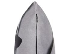 Beliani Sametový polštář motiv vrány 45 x 45 cm šedý ORADEA
