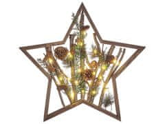Beliani Vánoční LED dekorace tmavé dřevo DOKKA