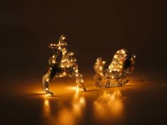Beliani Venkovní sáně a sobi s LED osvětlením 41 cm stříbrné ENODAK