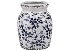 Beliani Květinová váza keramická 18 cm bílo modrá AMIDA