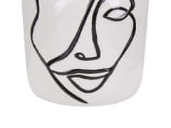 Beliani Květinová váza keramická 19 cm bílá s motivem obličeje AGRINION