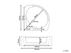 Beliani Vířivá vana s vodními tryskami a LED osvětlením bílá 150 cm MANGLE