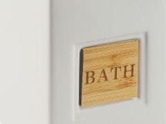Beliani 4dílná keramická sada doplňků do koupelny béžová/světlé dřevo KOUROU
