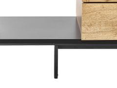 Beliani Černý televizní stolek se světlým dřevem FIORA