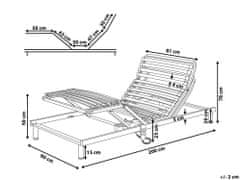 Beliani Elektrický rošt do postele Nastavitelný 90 x 200 cm COMFORT