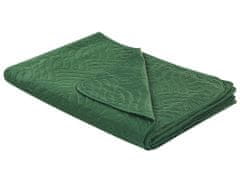Beliani Sada embosovaného přehozu na postel s polštáři 140 x 210 cm zelená BABAK