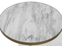 Beliani Kavárenský stolek se vzhledem bílého mramoru a bílo-zlatými nohami RAMONA