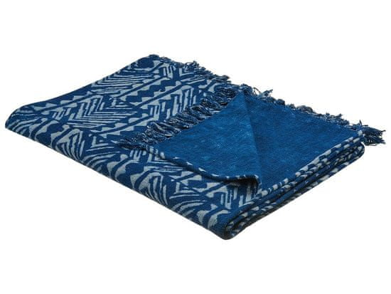 Beliani Bavlněná přikrývka 130 x 180 cm modrá SHIVPURI