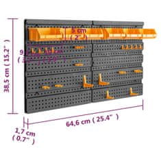 Vidaxl Stěna na nářadí 646 x 385 mm 26 držáků PP