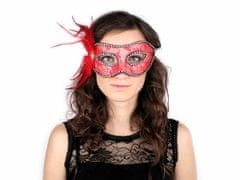 Kraftika 1ks růžová sv. karnevalová maska - škraboška krajka s