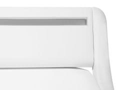 Beliani Bílá kožená postel s LED světlem 140x200 cm AVIGNON