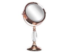Beliani Kosmetické zrcátko s LED osvětlením ø 18 cm růžově zlatá MAURY