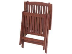 Beliani Sada 2 dřevěných zahradních židlí s šedými polštáři TOSCANA