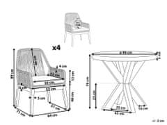 Beliani Sada zahradního nábytku s kulatým stolem 90 cm a 4 židlemi černá/šedá OLBIA