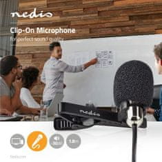 Nedis MICCJ105BK klopový konferenční mikrofon se svorkou, 3.5mm jack, kabel 1.8m, kovový