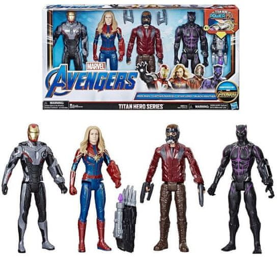 Avengers Avengers Sada 4 Figurek 30 cm Černý Panter Iron Man Kapitan Marvel Star Lord od Hasbro.