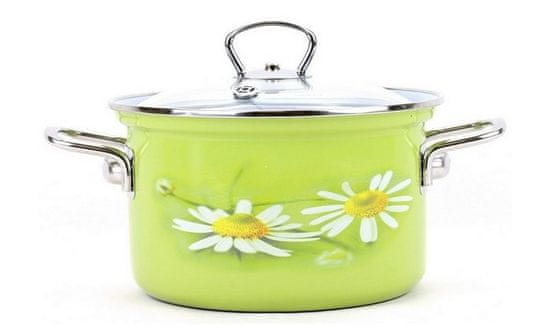 Belis Hrnec smaltovaný se skleněnou poklicí Daisy 24 cm 6,1 l