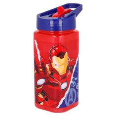 Stor Plastová hranatá láhev s výsuvným brčkem AVENGERS, Tritan 530ml, 57714