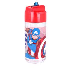 Stor Plastová láhev s výsuvnou brčkom AVENGERS, Transparent Tritan, 430ml, 57736