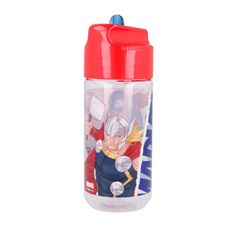 Stor Plastová láhev s výsuvnou brčkom AVENGERS, Transparent Tritan, 430ml, 57736