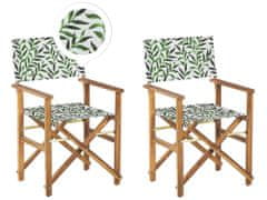Beliani Sada 2 zahradních židlí ze světlého akátového dřeva vzor listů CINE