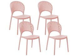 Beliani Sada 4 jídelních židlí růžové OSTIA