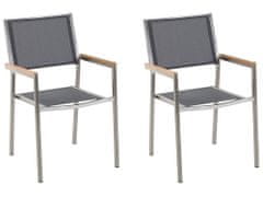 Beliani Sada dvou šedých zahradních židlí z nerezové oceli GROSSETO
