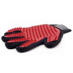 Silikonová rukavice pro vyčesávání a masáž srsti psů a koček pro leváky, červená