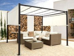 Beliani Pergola s LED světly 310 x 310 cm béžová PARGA