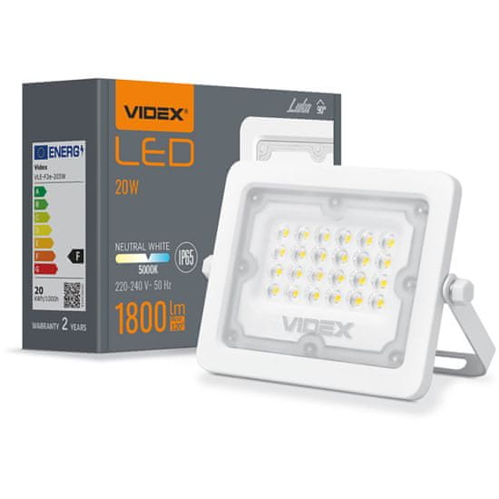 VIDEX Reflektor LED světlomet 20W 1800lm 5000K IP65 bílý LUCA