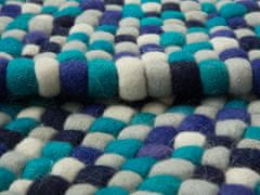 Beliani Modro-bílý koberec z filcových kuliček 160 x 230 cm AMDO