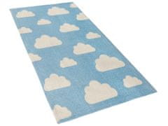 Beliani Dětský koberec s potiskem mraků, 60 x 90 cm, Modrý, GWALIJAR