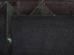 Beliani Koberec kožený hnědý/tyrkysový 140 x 200 cm ATALAN
