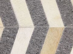 Beliani Kožený koberec v šedé a béžové barvě 160 x 230 cm BAGGOZE