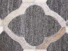 Beliani Kožený koberec v šedé a béžové barvě 140 x 200 cm ROLUNAY