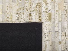Beliani Kožený patchworkový koberec 140 x 200 cm zlato-béžový TOKUL